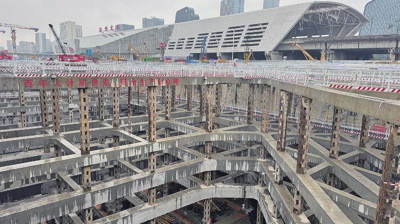 苏州北站站房标段处于基坑开挖向主体结构施工转换关键阶段