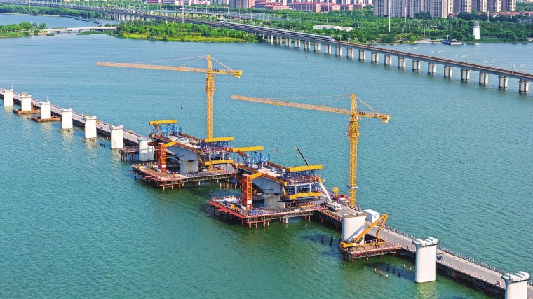 通苏嘉甬高铁阳澄湖段工程建设稳步推进中